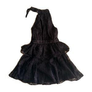 Tier Confidence Black Burnout Organza Tiered Halter Mini Dress